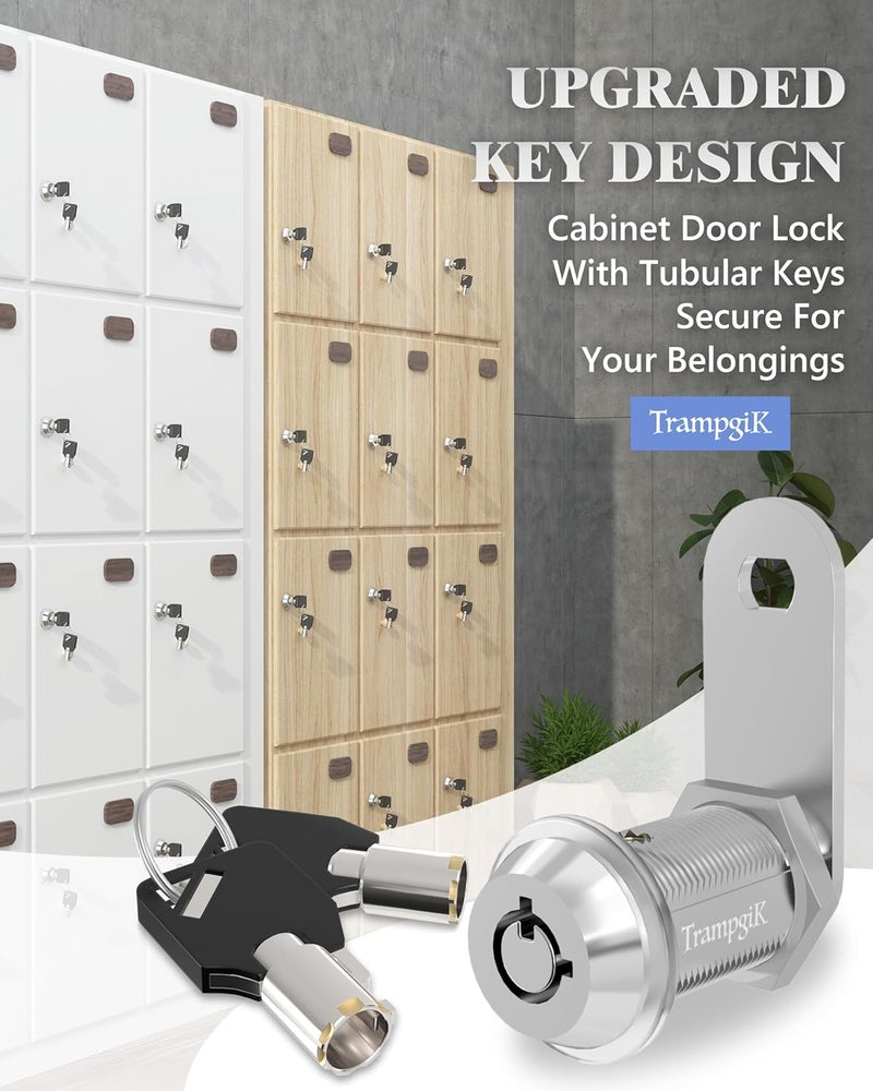 TrampgiK RV Storage Locks, 1 1/8” Camper Compartment Storage Door Locks with Keys, for RV Camper Travel Trailer,Drawer Cabinet Toolcart Storage, 1 1/8 Inch 5 Locks with 10 Keyed Alike, Chrome - Image 3